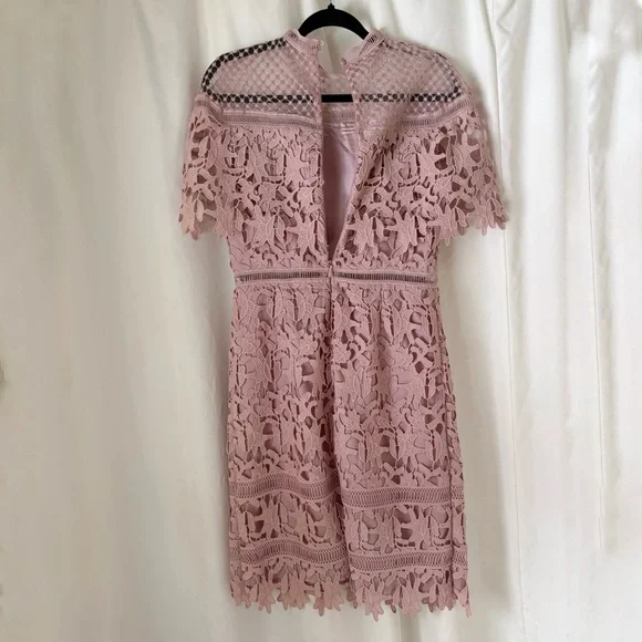 Chi Chi London Rebeka Blush Pink High Neck Shawl Lace Midi Dress Size 8 - Picture 8 of 16